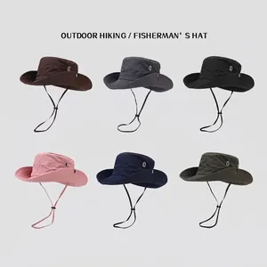 Outdoor Bucket Hat Nylon Quick Dry Sun Protection Hiking Camping Wide Brim Breathable Drawstring Adjustable Unisex
