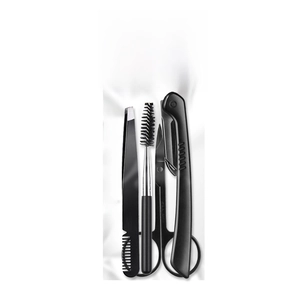 Professional 4-piece matte black stainless steel eyebrow grooming set with beauty tools