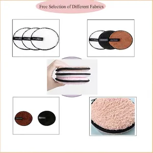Reusable microfiber makeup remover pads set in black, white, pink and brown colors