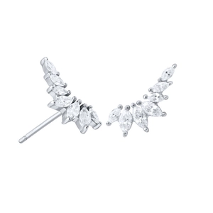 Sparkling S925 silver wing-shaped earrings with colorful marquise-cut zircon stones
