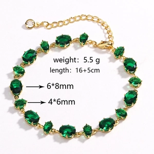 Detailed view showing dimensions and specs of the green zircon gold bracelet