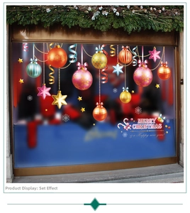 Detailed Christmas bauble window stickers with stars and Merry Christmas festive greetings