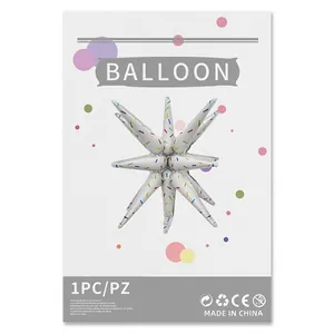 Ballon étoile 22 pouces blanc avec pois colorés pour décoration de fête d'anniversaire