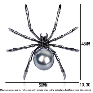 Detail shot of spider brooch showing 50mm size dimensions and 10.3g weight