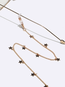 Golden handmade star eyewear chain with star charms and silicone loops for glasses