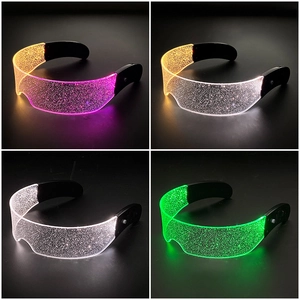 LED Glowing Glasses Acrylic Starry Cyberpunk Future Tech Luminous Eyewear For Party Rave Festival Night Club Cosplay Accessory