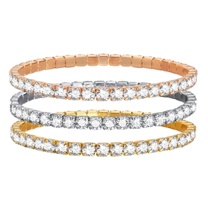 Tennis Bracelet Full AAA Cubic Zirconia Inlaid Titanium Steel Gold Silver Color Sparkly Jewelry For Women