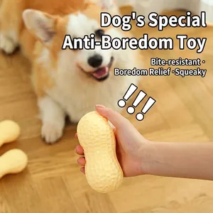 Hundespielzeug Quietschen Erdnussform TPR Gummi Langlebig Kaubeständig Zahnreinigung Interaktives Spiel Für Kleine Hunde