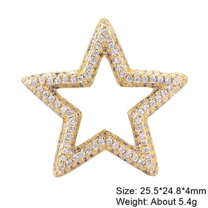 Macro view of gold star jewelry clasp with micro-set zircon, 25.5*24.8*4mm size