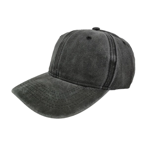 Classic vintage washed dark grey baseball cap with embroidery and breathable holes