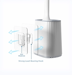 Strong heavy-duty adhesive buckle and PVC material for wall-mounted toilet brush base