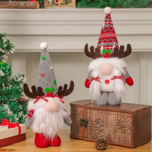 Christmas Gnome Reindeer Antler Faceless Doll Plush Ornament Rudolph Knitted Desktop Window Decoration Festive Home Decor