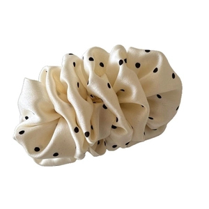 Korean style polka dot bubble cloud banana hair clip in cream white satin finish