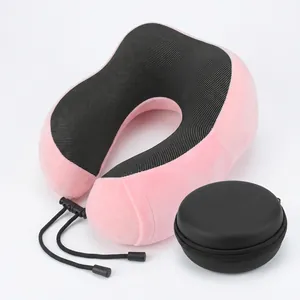 Cuscino Da Viaggio A Forma Di U Memory Foam Velluto Morbido Rete Traspirante Supporto Per Aereo Ufficio Regolabile Portatile