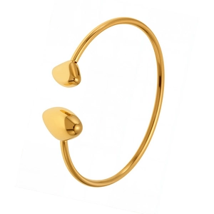 Bracelet jonc ouvert minimaliste en acier plaqué or 18k avec embouts gouttes