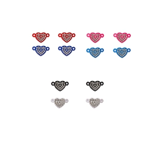 Detail of 12 heart-shaped crystal charms in six colors for DIY jewelry making