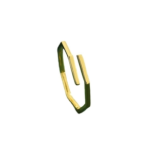 Minimalist gold geometric octagonal adjustable open ring shown on a white background