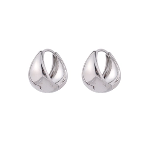 Minimalist wide teardrop silver earrings in 925 sterling silver with polished finish
