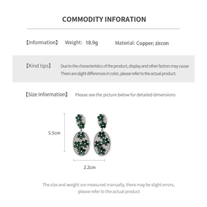 Detailed view of vintage silver flower earrings featuring green zircon petals and dimensions