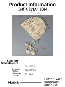 Tableau des tailles détaillé pour bonnet bohème au crochet avec mesures et dimensions