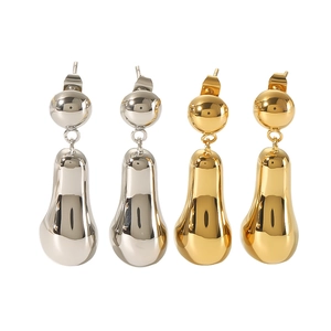 Polished 18K gold and silver chunky teardrop dangle earrings set for a modern look