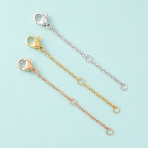 Adjustable stainless steel jewelry extender chains with lobster clasps in three colors