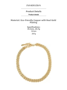 Detail of eco-friendly brass gold plated hiphop chain with lobster clasp and tag