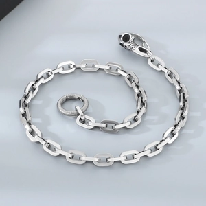 Punk style stainless steel square link waist chain with skull clasp in silver tone