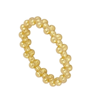 Minimalist 14K gold plated beaded ring for women featuring a polished sphere band design
