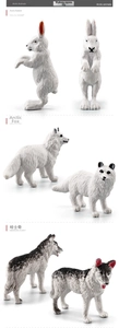 Detailed close-up of Arctic rabbit and fox figures with realistic fur texture