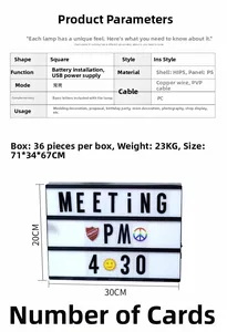 Detailed specs of A4 LED letter lightbox showing 30x20cm dimensions and USB power input