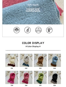 Detail view of colorful knit scarves in multiple color options for winter warmth
