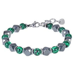 Bracelet En Perles De Pierre Naturelle Avec Fermoir Mousqueton En Acier Inoxydable Malachite Oeil De Tigre Bijoux Réglables