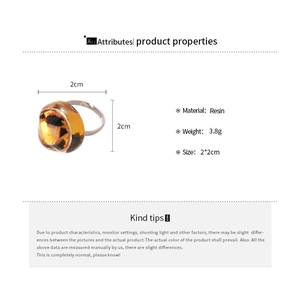 Detailed size specifications for the French vintage resin leopard print open ring