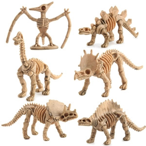 6er-Set pädagogische Dinosaurier-Fossilskelett-Modelle für Kinder in antikem Knochenweiß