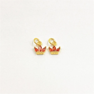 Elegant gold crown pendant with colorful zircons for DIY jewelry necklaces and bracelets