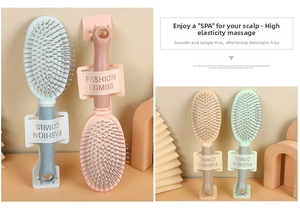 Macro view of flexible air cushion hairbrush bristles with rounded massage tips