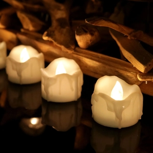 LED flameless candles with warm white flickering light and realistic dripping wax effect