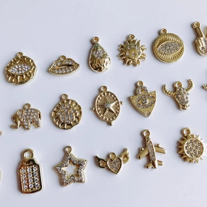 Alloy Rhinestone Charms Gold Plated DIY Jewelry Making Pendants Butterfly Evil Eye Star Moon For Necklaces