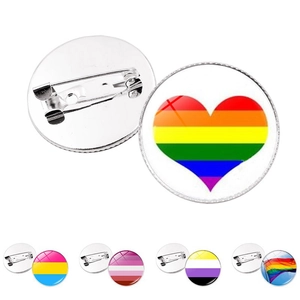 Broche Créative Rainbow Pride Pin's Rond en Alliage et Verre Pour Décoration de Sac et Vêtements Bijoux de Mode LGBT Cadeau