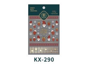 Détail de stickers pour ongles de Noël avec motifs Père Noël et flocons, modèle KX-290