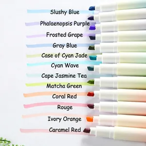 Set of 12 double-ended gradient highlighters in soft pastel and Morandi colors
