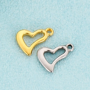 Pendentifs cœurs évidés chic en acier inoxydable or et argent pour création de bijoux