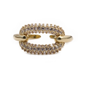 Verstellbarer vergoldeter geometrischer Gliedring mit Pavé-Zirkonia im Ins-Stil