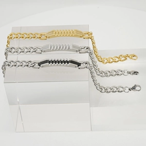 Bracelets pour hommes en acier inoxydable 18K or et argent avec chaîne gourmette