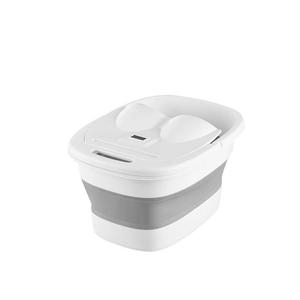 Portable folding foot bath tub in white and grey design for home pedicure and spa