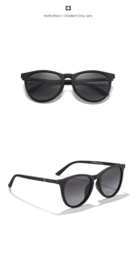 Macro view of matte black polarized sunglasses frame with signature red-green stripe detail