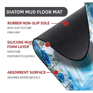 Detail showing the multi-layer structure of the non-slip floral diatom mud floor mat