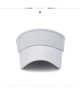 Front detail of light grey sports sun visor with breathable quick-dry fabric texture