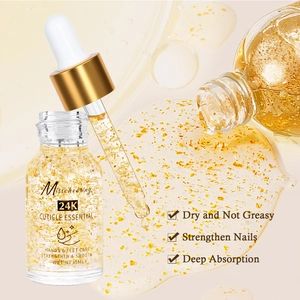 Huile cuticule aux feuilles d'or 24K 15ml avec pipette pour le soin des ongles